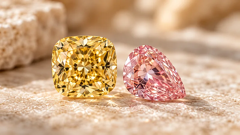 Illustration of natural coloured diamonds